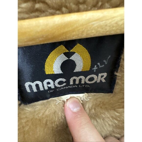 Vintage Mac Mor Suede Shearling Coat Tan Lambskin Western Men L Dmg - Picture 7 of 10